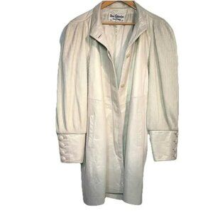 VTG Dero Enterprises Rocco D’Amelio Ivory Leather Women Coat Pleated Sleeves MED